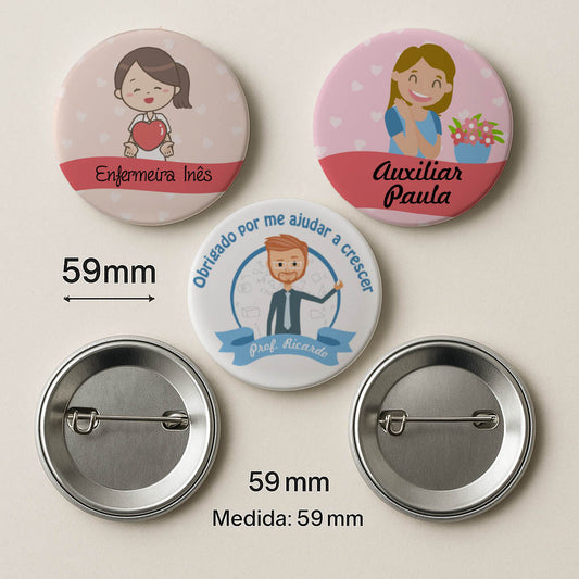 Conjunto de 5 Crachás Personalizados para Educadores e Auxiliares Escolares