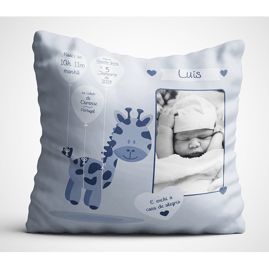 ALMOFADA DADOS NASCIMENTO-PERSONALIZAÇÃO FRENTE E VERSO - DECOR PRESENTES PERSONALIZADOS