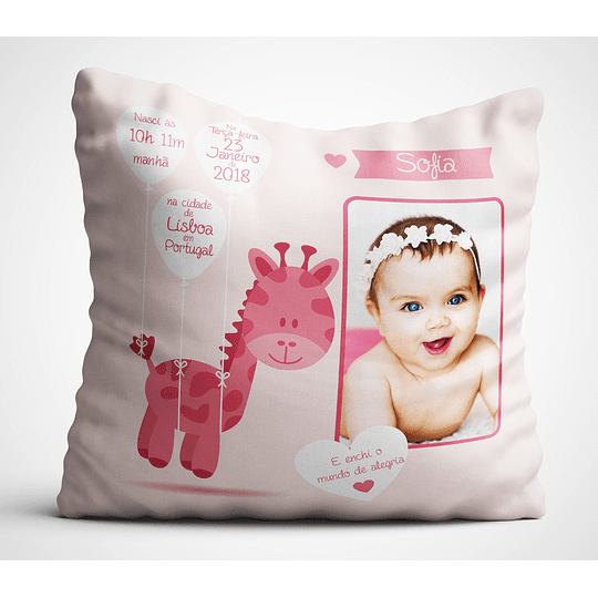 ALMOFADA DADOS NASCIMENTO-PERSONALIZAÇÃO FRENTE E VERSO - DECOR PRESENTES PERSONALIZADOS