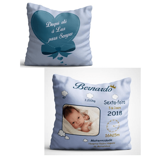 ALMOFADA DADOS NASCIMENTO-PERSONALIZAÇÃO FRENTE E VERSO - DECOR PRESENTES PERSONALIZADOS