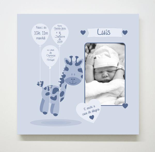 Tela Dados Do Nascimento "Tenderness in Blue" - DECOR PRESENTES PERSONALIZADOS