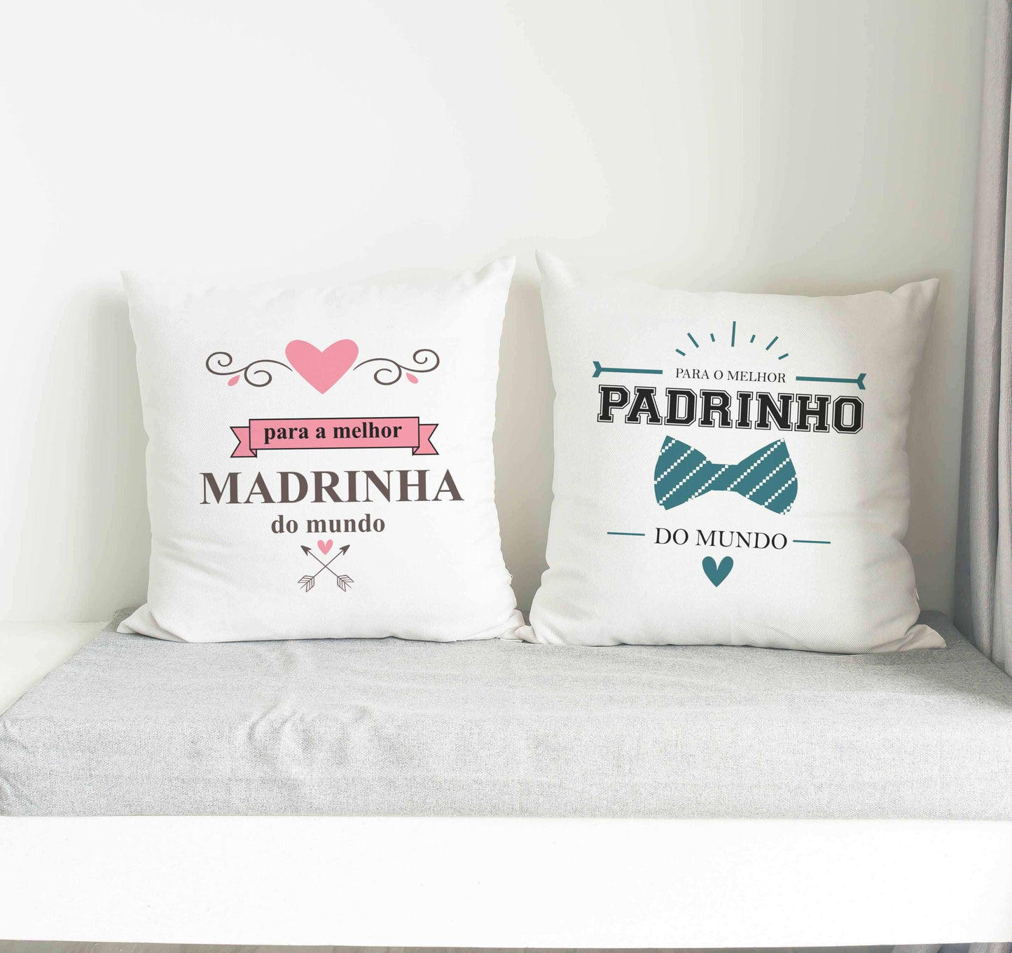 Conjunto de almofadas "Melhor Madrinha e Padrinho"