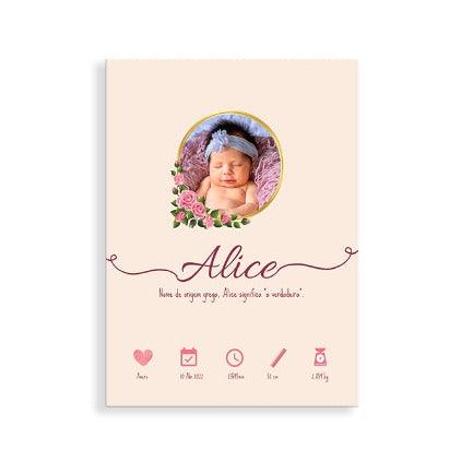 Tela Dados Do Nascimento "Classic" - DECOR PRESENTES PERSONALIZADOS