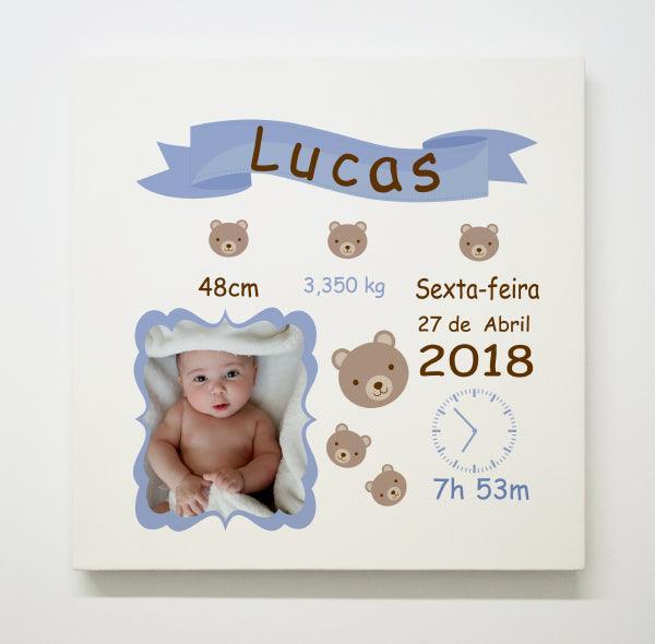Tela Dados Do Nascimento "Sweet Bear" - DECOR PRESENTES PERSONALIZADOS