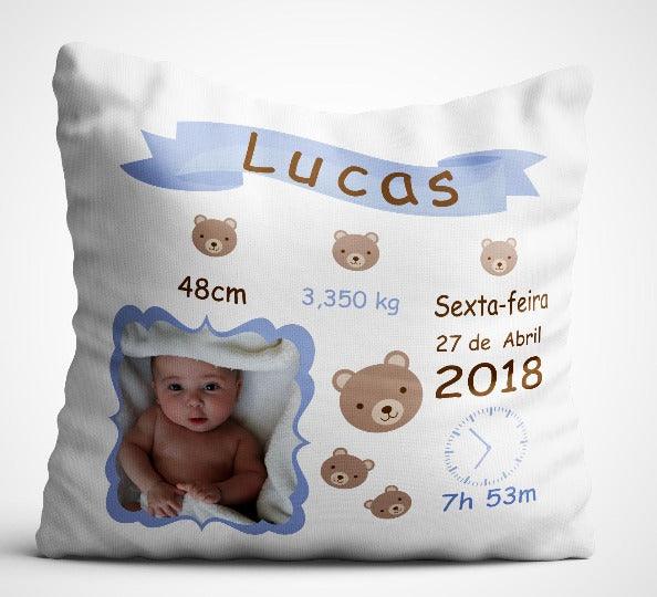 Almofada Dados de Nascimento - DECOR PRESENTES PERSONALIZADOS