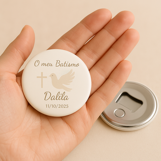 5 Crachás Abre-Cápsulas Magnéticos Personalizados