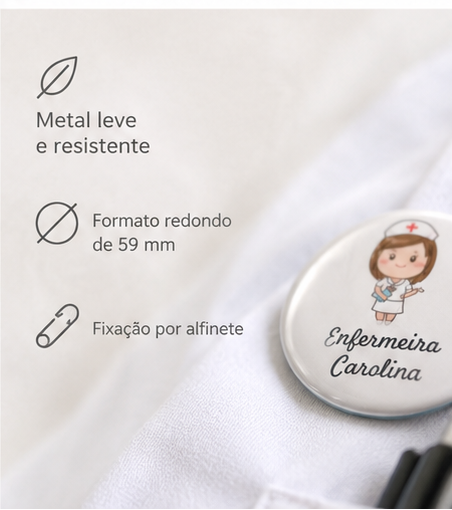 Conjunto de 5 Crachás Personalizados para Profissionais de Saúde
