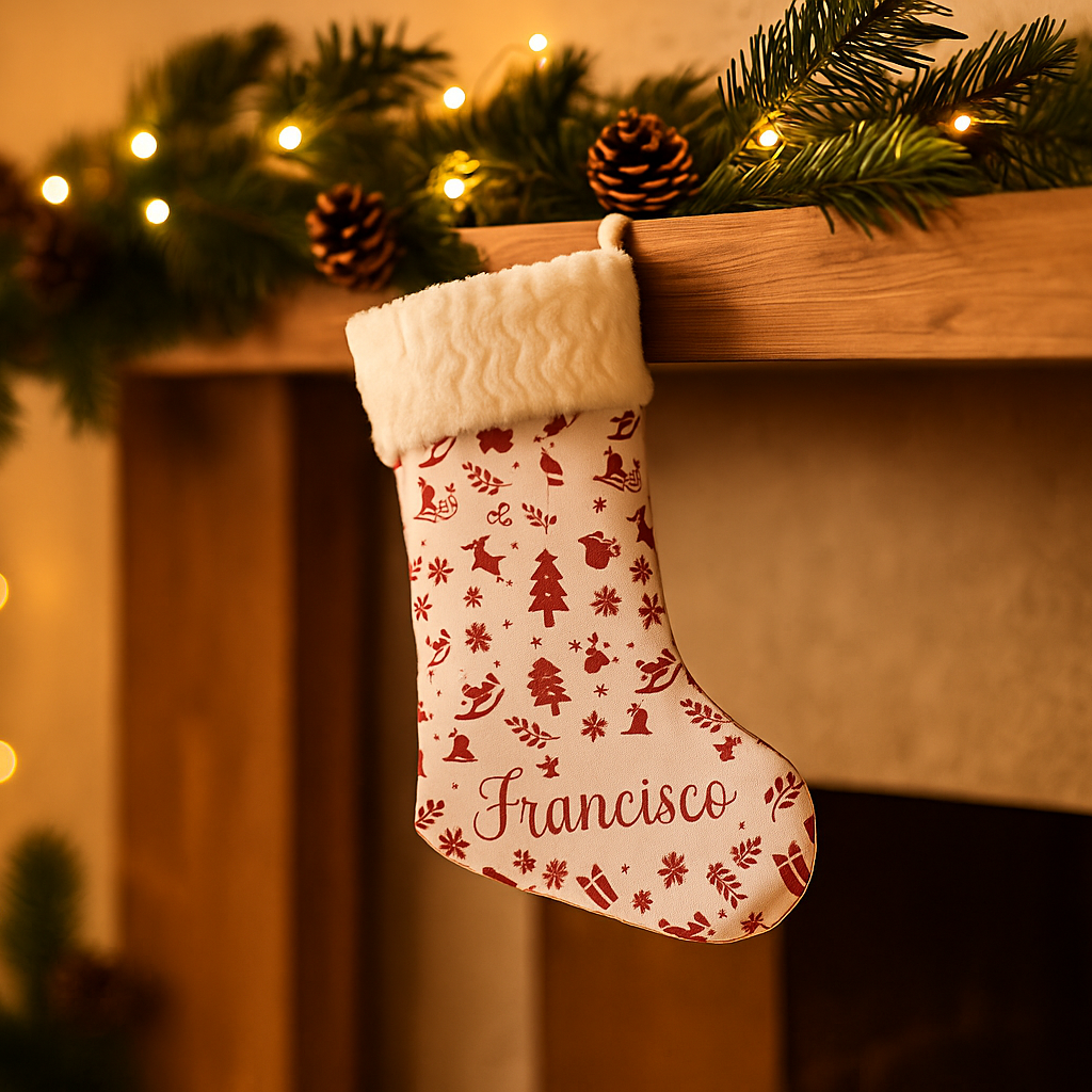 Meia de Natal Com Pelo - Personalizada