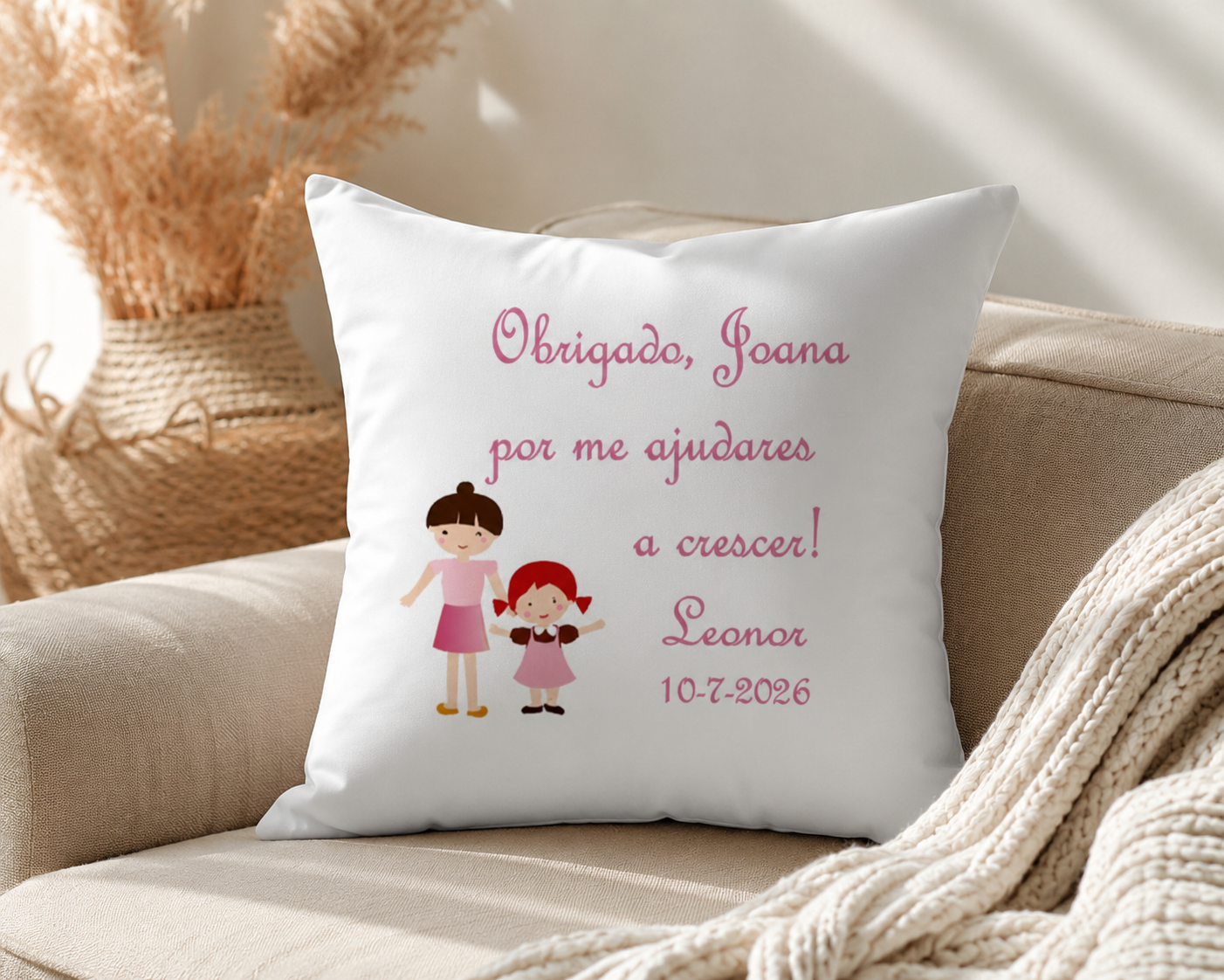 Almofada Personalizada Educadora, Auxiliar, Professora - 40 x 40cm