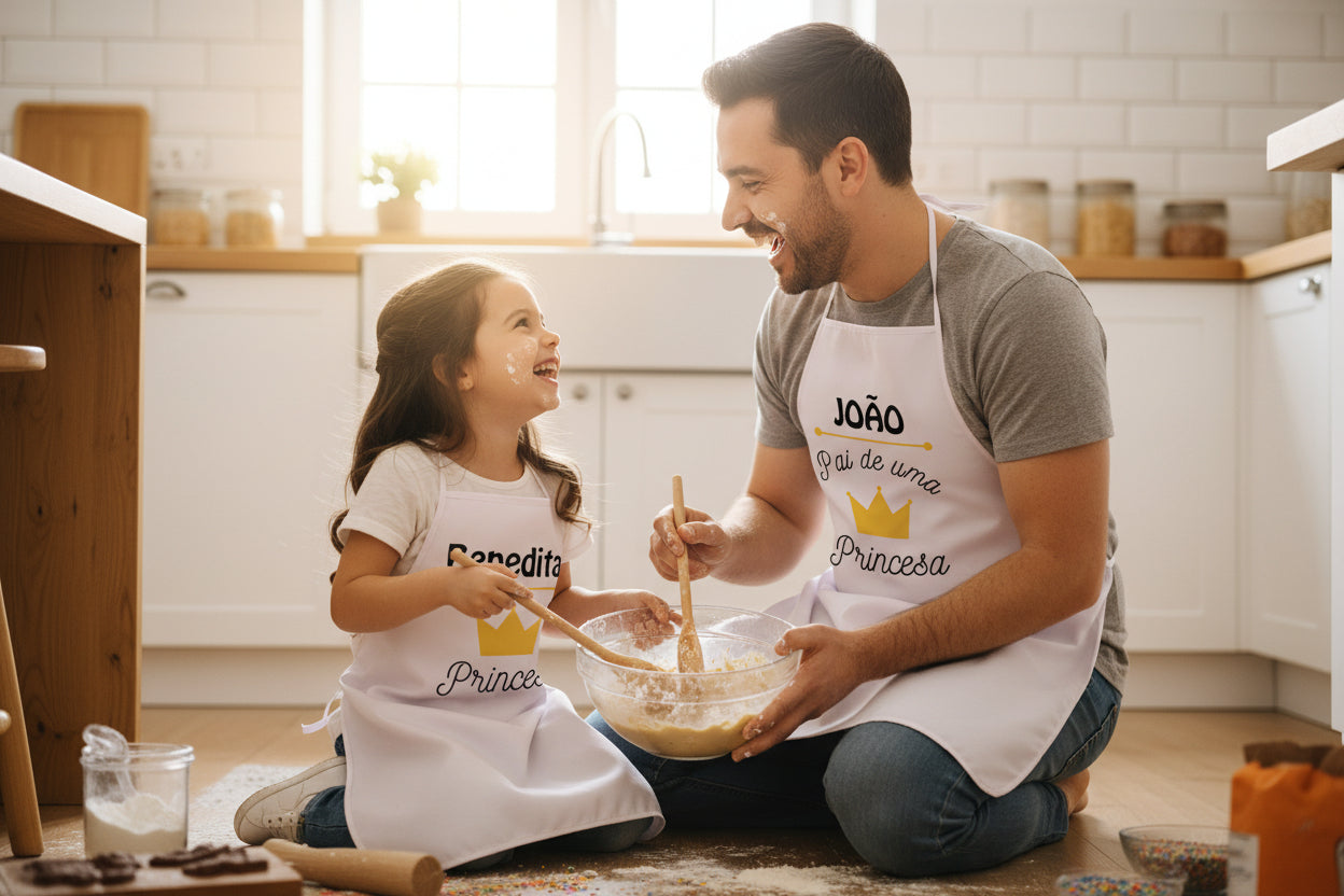 Conjunto De Dois Aventais "Pai & Filho"