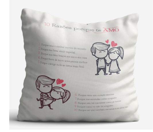 Almofada "10 Razões Porque Te Amo" - DECOR PRESENTES PERSONALIZADOS