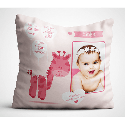 ALMOFADA  DADOS NASCIMENTO-PERSONALIZAÇÃO FRENTE E VERSO - DECOR PRESENTES PERSONALIZADOS