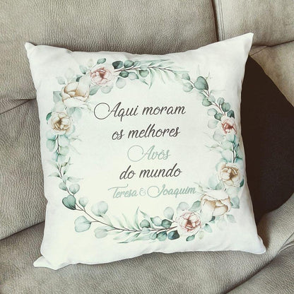 Almofada Personalizada "Aqui Moram Os Melhores Avós" - DECOR PRESENTES PERSONALIZADOS