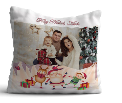 Almofada personalizada com foto com moldura de Natal - DECOR PRESENTES PERSONALIZADOS