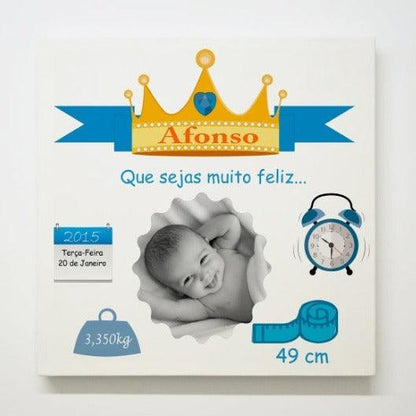 Tela Dados Do Nascimento "Royal Baby" - DECOR PRESENTES PERSONALIZADOS