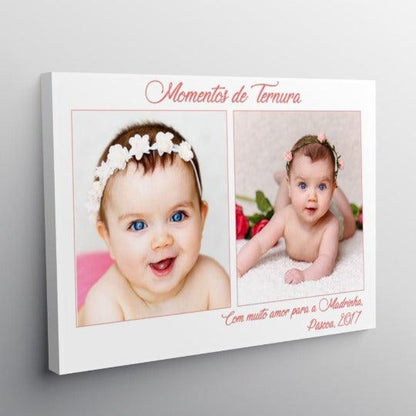 Tela Personalizada  para 2 Fotos e  Dedicatória - DECOR PRESENTES PERSONALIZADOS